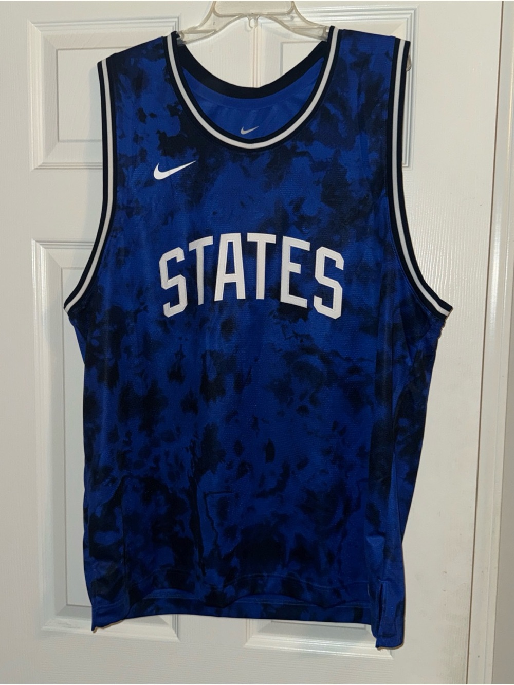 Nike Blue and Black 'STATES' Sleeveless Basketball Jersey
